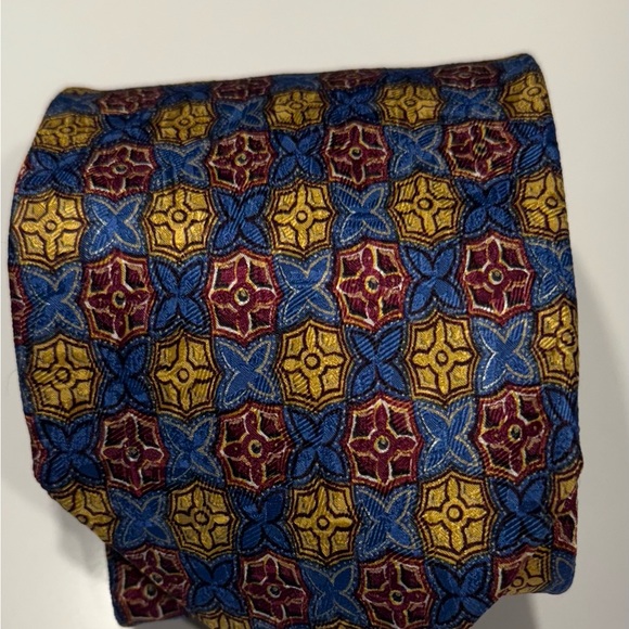 Ermenegildo Zegna Blue and Yellow Silk Tie - Picture 7 of 7